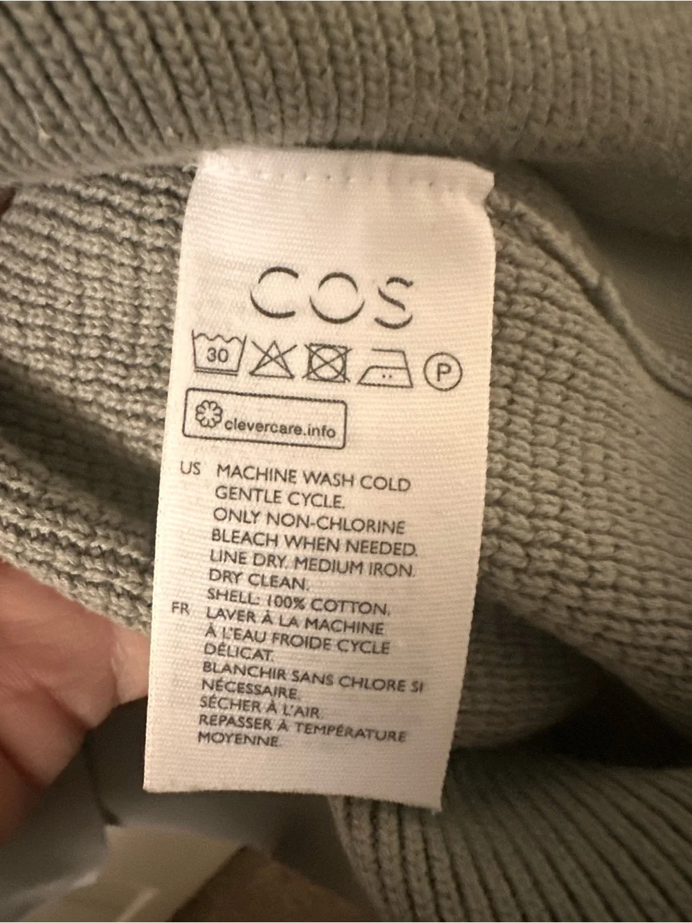 COS Men's Crewneck Sweater in Light Gray-Green